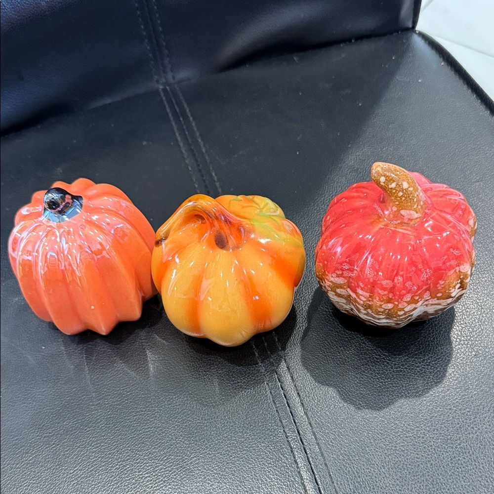 Colorful Ceramic Pumpkin Trio